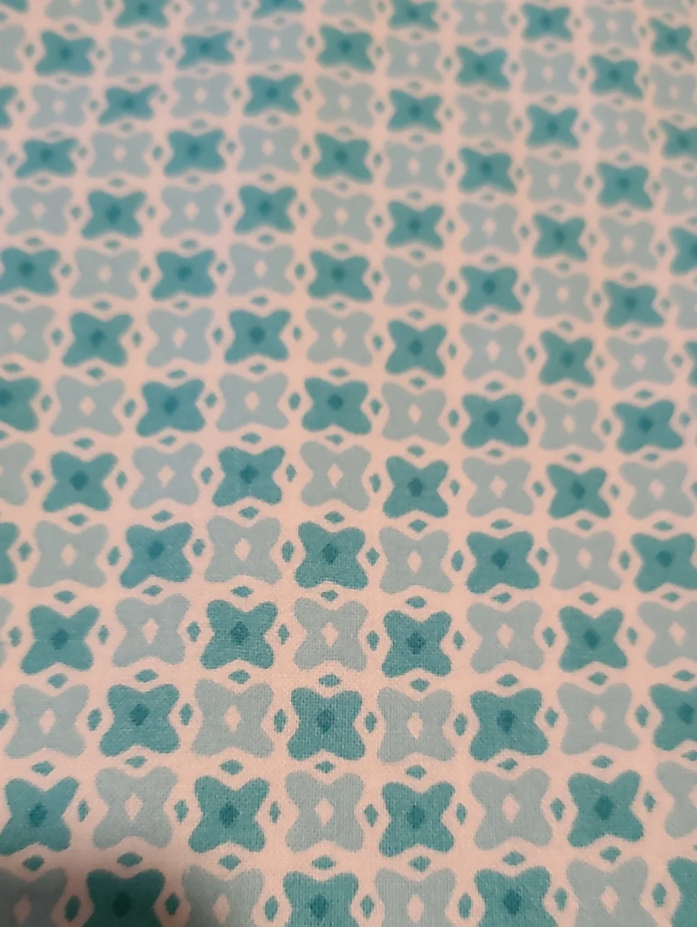Fabric Abstract Flower Teal White Quilting Sewing Crafting Over Classic Cottons